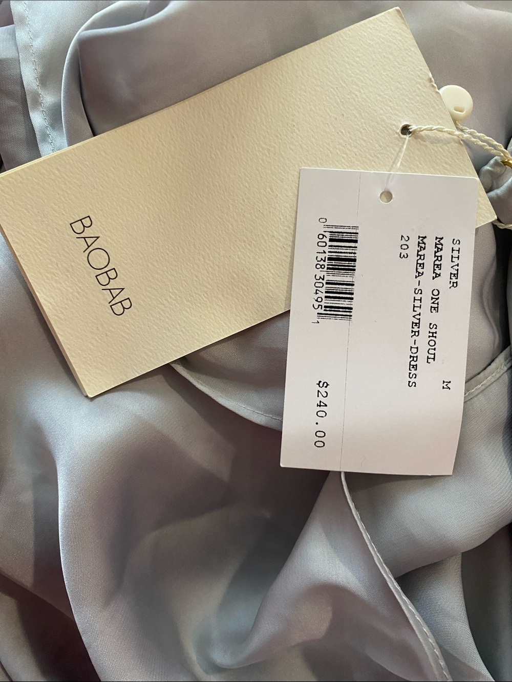 Baobab Marea One Shoulder Silver Dress  high low size medium - Picture 5 of 6